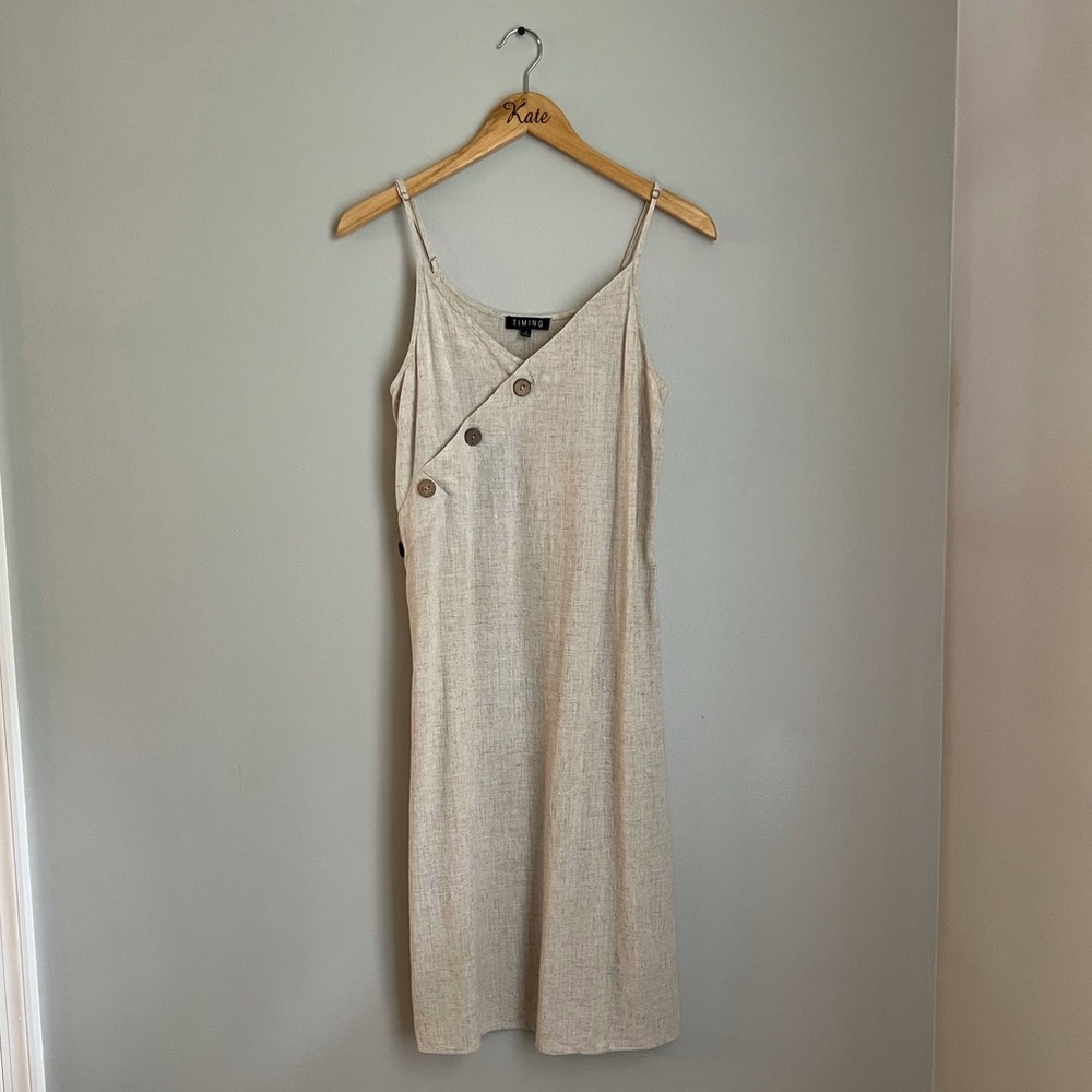 Linen Blend Midi Dress